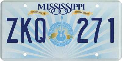 MS license plate ZKQ271