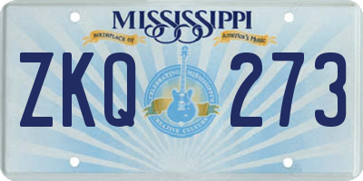 MS license plate ZKQ273
