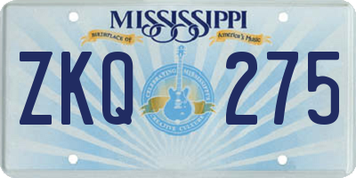 MS license plate ZKQ275