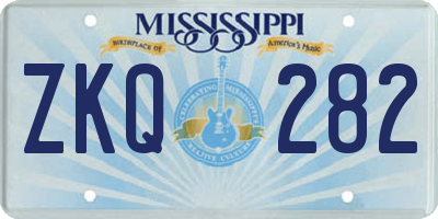 MS license plate ZKQ282