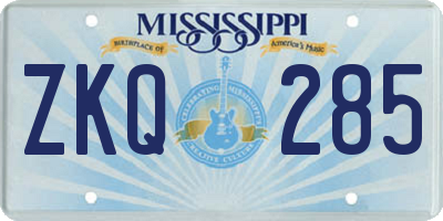 MS license plate ZKQ285