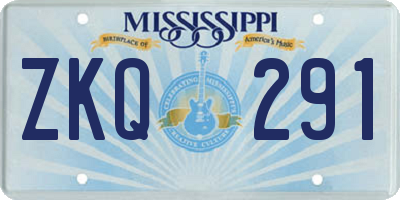 MS license plate ZKQ291