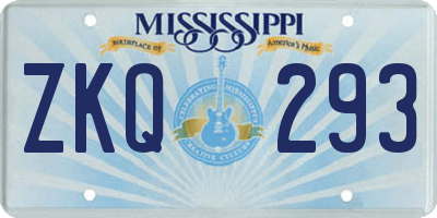 MS license plate ZKQ293