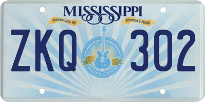 MS license plate ZKQ302