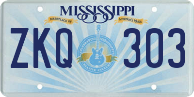 MS license plate ZKQ303