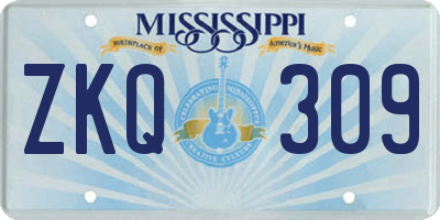 MS license plate ZKQ309