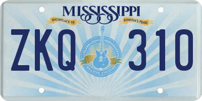 MS license plate ZKQ310