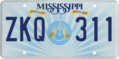 MS license plate ZKQ311