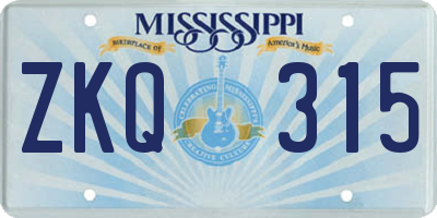 MS license plate ZKQ315