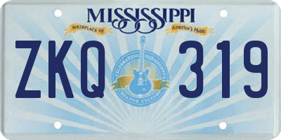 MS license plate ZKQ319