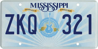 MS license plate ZKQ321