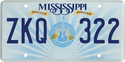 MS license plate ZKQ322