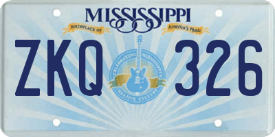 MS license plate ZKQ326