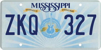MS license plate ZKQ327