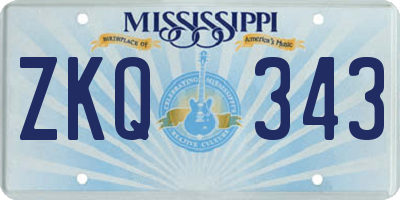MS license plate ZKQ343
