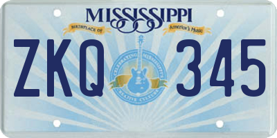 MS license plate ZKQ345