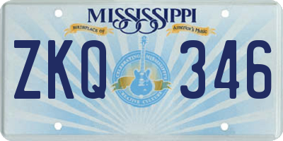 MS license plate ZKQ346