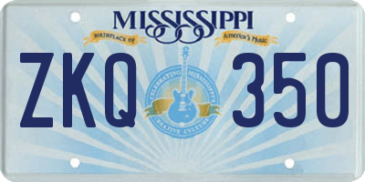 MS license plate ZKQ350