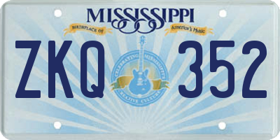 MS license plate ZKQ352