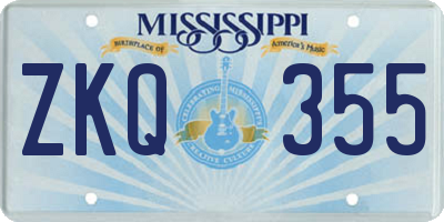 MS license plate ZKQ355