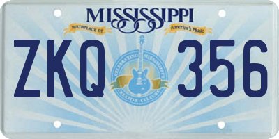MS license plate ZKQ356