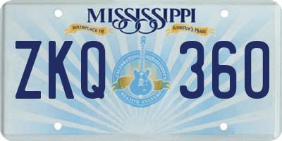 MS license plate ZKQ360