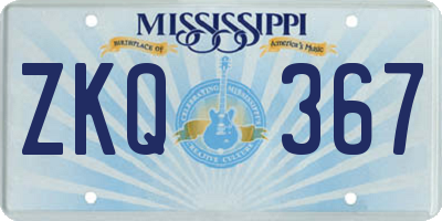 MS license plate ZKQ367
