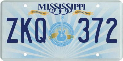 MS license plate ZKQ372