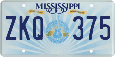 MS license plate ZKQ375