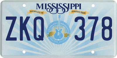 MS license plate ZKQ378
