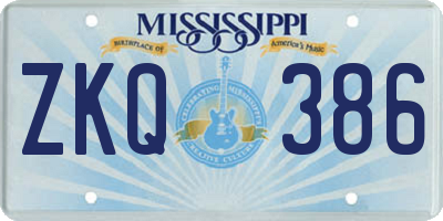 MS license plate ZKQ386