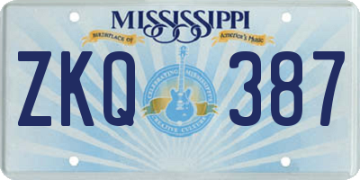 MS license plate ZKQ387