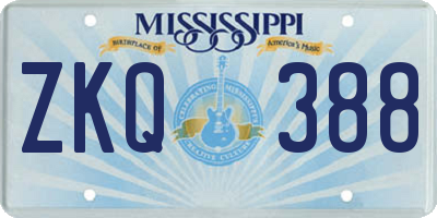 MS license plate ZKQ388