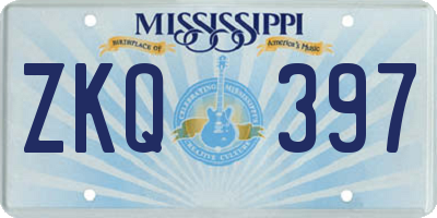MS license plate ZKQ397