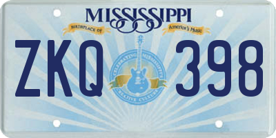 MS license plate ZKQ398