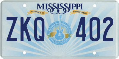 MS license plate ZKQ402
