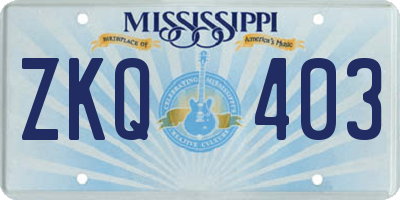 MS license plate ZKQ403