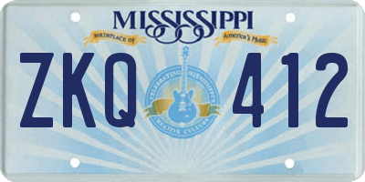 MS license plate ZKQ412