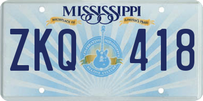 MS license plate ZKQ418