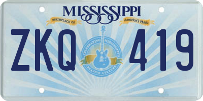 MS license plate ZKQ419