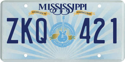 MS license plate ZKQ421