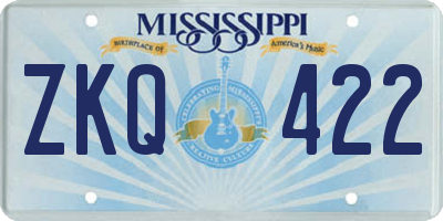 MS license plate ZKQ422