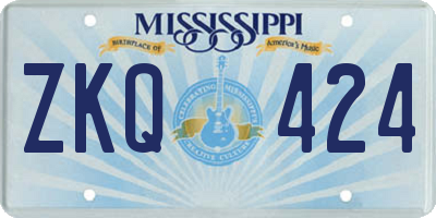 MS license plate ZKQ424