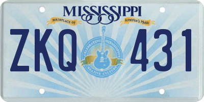 MS license plate ZKQ431