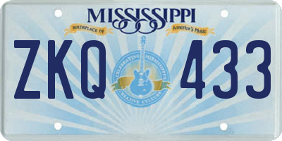 MS license plate ZKQ433