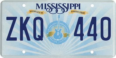 MS license plate ZKQ440
