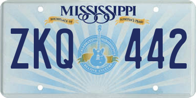 MS license plate ZKQ442