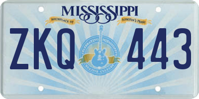 MS license plate ZKQ443