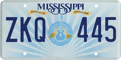 MS license plate ZKQ445