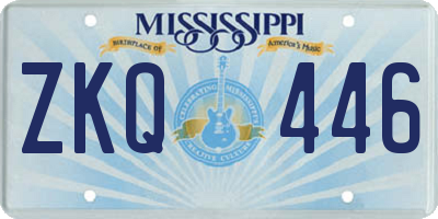 MS license plate ZKQ446